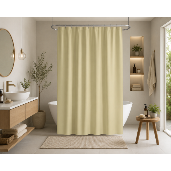 Κουρτίνα μπάνιου  με κρίκους Σχ.Diana beige 180x200cm 100% pol. 180x200cm