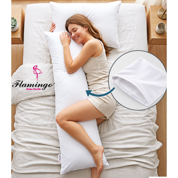 Μαξιλαροθήκη λευκή Σχ.Body pillow 52x162cm poly/cotton
