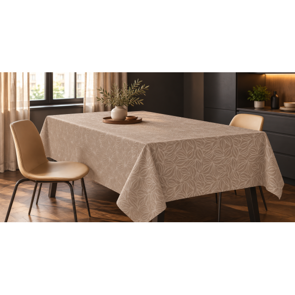 Τραπεζομάντηλο ζακάρ μονόχρωμο Σχ.Sotri beige 100%pol. 150x150cm