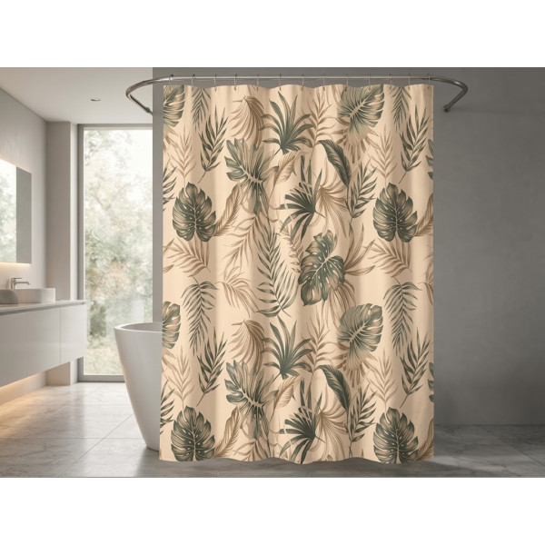 Κουρτίνα μπάνιου printed με κρίκους Σχ.Tropic 180x200cm 100% pol. 180x200cm