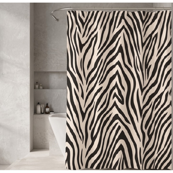 Κουρτίνα μπάνιου printed με κρίκους Σχ.Zebra 180x200cm 100% pol. 180x200cm