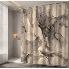 Κουρτίνα μπάνιου printed με κρίκους Σχ.Marble grey 180x200cm 100% pol. 180x200cm