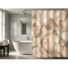 Κουρτίνα μπάνιου printed με κρίκους Σχ.Marble beige 180x200cm 100% pol. 180x200cm