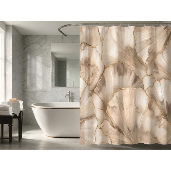 Κουρτίνα μπάνιου printed με κρίκους Σχ.Marble beige 180x200cm 100% pol. 180x200cm