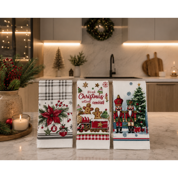 Ποτηρόπανο βελουτέ 40x60cm Σχ. Seasonal 100% cotton