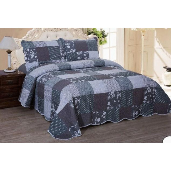 ΣΕΤ ΚΟΥΒΕΡΛΙ  ΕΜΠΡΙΜΕ CHECK DOT ΓΚΡΙ MICROFIBER ΜΟΝΟ 160Χ220 + 1 ΜΑΞΙΛΑΡΙ 50Χ70 LINEAHOME LH2015041-1