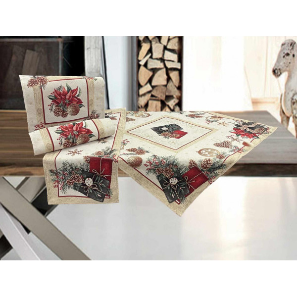 ΧΡΙΣΤΟΥΓΕΝΙΑΤΙΚΟ ΣΕΤ ΣΤΟΦΑ ΙΣΠΑΝΙΑΣ  XMAS BOX GOLD ΑΠΟ (1)140Χ140 + (1)100Χ100 + (1) 40Χ100 + (2) 40Χ40 LINEAHOME LH2037210-4