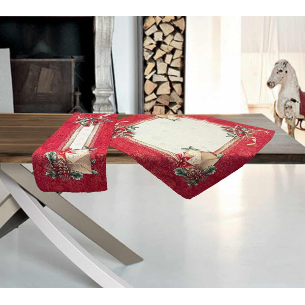 ΧΡΙΣΤΟΥΓΕΝΙΑΤΙΚΟ ΣΕΤ ΣΤΟΦΑ ΙΣΠΑΝΙΑΣ XMAS CARD ΑΠΟ (1)140Χ140 + (1)100Χ100 + (1) 40Χ100 + (2) 40Χ40 LINEAHOME LH2037248-6