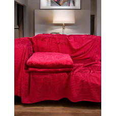 Αντιολισθητικό ριχτάρι βελούρ  σετ 3τμχ. μπαρόκ μπορντώ LINEAHOME LH2021904-1