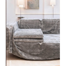 Αντιολισθητικό ριχτάρι βελούρ  σετ 3τμχ. rafles γκρι LINEAHOME LH2021908-1