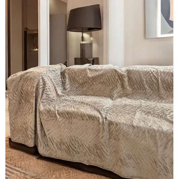 Αντιολισθητικό ριχτάρι βελούρ flame μόκα μεμονωμένα 180Χ320 LINEAHOME LH2021954-4