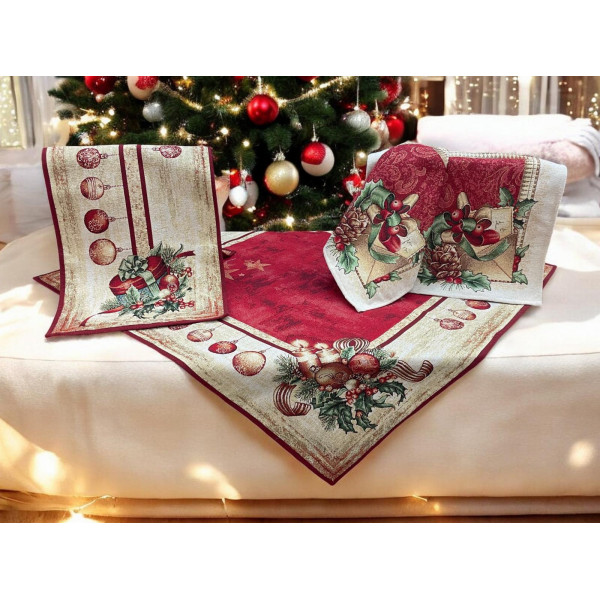 ΧΡΙΣΤΟΥΓΕΝΙΑΤΙΚΟ ΣΕΤ ΣΤΟΦΑ ΙΣΠΑΝΙΑΣ  NOEL CIRE  ΑΠΟ (1)140Χ140 + (1)100Χ100 + (1) 40Χ100 + (2) 40Χ40 LINEAHOME LH2425105-3