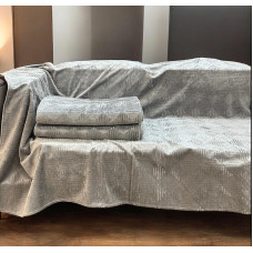 Αντιολισθητικό ριχτάρι βελούρ σετ 3τμχ. vendome γκρι LINEAHOME LH2024183