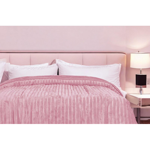 ΚΟΥΒΕΡΤΑ ΑΝΑΓΛΥΦΗ  ΒΕΛΟΥΤΕ LANE SILK TOUCΗ ΡΟΖ ΜΟΝΗ 160X220 LINEAHOME LH2018262