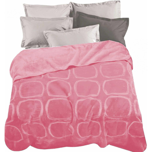 ΚΟΥΒΕΡΤΑ ΑΝΑΓΛΥΦΗ  ΒΕΛΟΥΤΕ CARRE SILK TOUCΗ  DUSTY PINK ΥΠΕΡΔΙΠΛΗ 220Χ240 LINEAHOME LH2018283