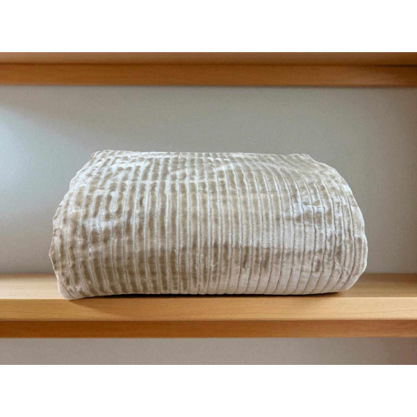 ΚΟΥΒΕΡΤΑ ΑΝΑΓΛΥΦΗ  ΒΕΛΟΥΤΕ LANE SILK TOUCΗ ΜΠΕΖ ΜΟΝΗ 160Χ220 160X220 LINEAHOME LH2025915-1
