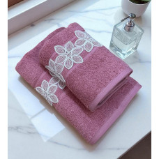 ΣΕΤ ΠΕΤΣΕΤΕΣ 2ΤΜΧ ΜΕ ΔΑΝΤΕΛΑ DUSTY PINK COMO ΣΕ ΚΟΥΤΙ 50Χ90+70Χ140 LINEAHOME LH2025949-1