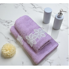 ΣΕΤ ΠΕΤΣΕΤΕΣ 2ΤΜΧ ΜΕ ΔΑΝΤΕΛΑ ΛΙΛΑ COMO ΣΕ ΚΟΥΤΙ 50Χ90+70Χ140 LINEAHOME LH2025952-1