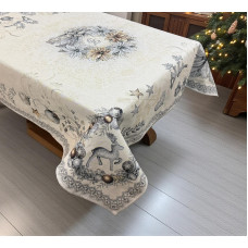 ΧΡΙΣΤΟΥΓΕΝΝΙΑΤΙΚΟ ΤΡΑΠΕΖΟΜΑΝΤΗΛΟ ΣΤΟΦΑ ΙΣΠΑΝΙΑΣ TINSEL ΑΣΗΜΙ ΑΠΟ 140X140 LINEAHOME LH2025987-1