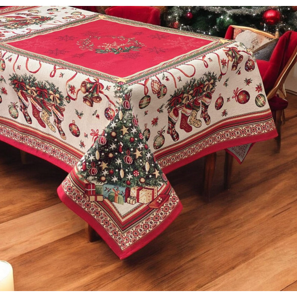 ΧΡΙΣΤΟΥΓΕΝΝΙΑΤΙΚΟ ΤΡΑΠΕΖΟΜΑΝΤΗΛΟ ΣΤΟΦΑ ΙΣΠΑΝΙΑΣ  TREE LINEAHOME LH2037030-4