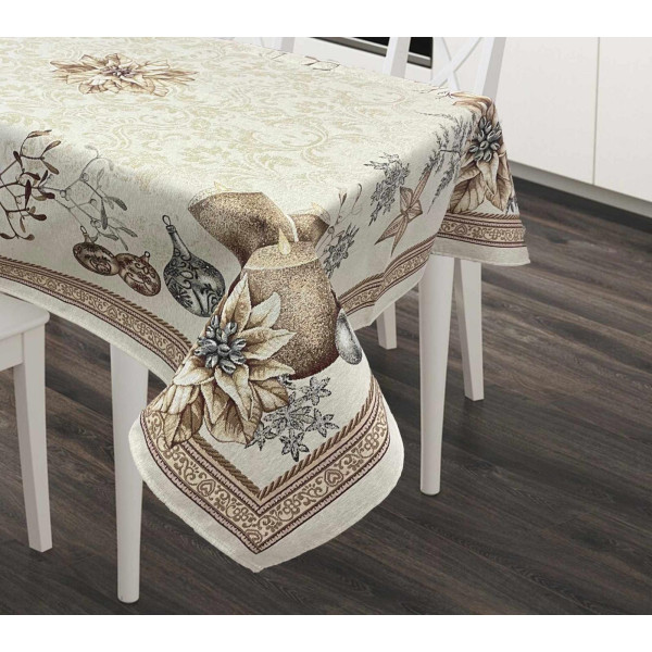 ΧΡΙΣΤΟΥΓΕΝΝΙΑΤΙΚΟ ΤΡΑΠΕΖΟΜΑΝΤΗΛΟ ΣΤΟΦΑ ΙΣΠΑΝΙΑΣ CANDLE GOLD ΑΠΟ 140X180 LINEAHOME LH2037258-2