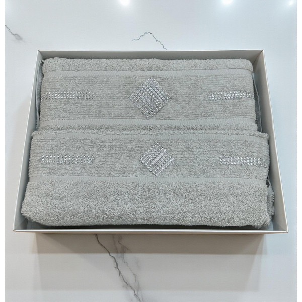 ΣΕΤ ΠΕΤΣΕΤΕΣ 2ΤΜΧ ΜΕ ΣΤΡΑΣ DIAMOND ΓΚΡΙ ΣΕ ΚΟΥΤΙ 50Χ90+70Χ140 LINEAHOME LH2025117-1