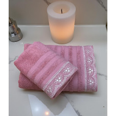 ΣΕΤ ΠΕΤΣΕΤΕΣ 2ΤΜΧ ΜΕ ΔΑΝΤΕΛΑ DUSTY PINK ΣΕ ΚΟΥΤΙ 50Χ90+70Χ140 LINEAHOME LH2025131-1