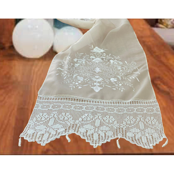 ΤΡΑΒΕΡΣΑ 46Χ170 ΜΕ ΚΕΝΤΗΜΑ ΧΕΙΡΟΣ PURE 100% SILK CRETAN LINEAHOME LH2025002-1