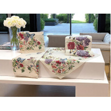 ΣΕΤ 5ΤΜΧ ΚΑΡΕ ΣΤΟΦΑ ΔΑΜΑΣΚΟ ΙΣΠΑΝΙΑΣ  PAPPILION ΤΡΑΠ/ΛΟ 140Χ140 ,ΚΑΡΕ 100Χ100 +ΤΡΑΒΕΡΣΑ 45Χ140  + LINEAHOME LH2025861