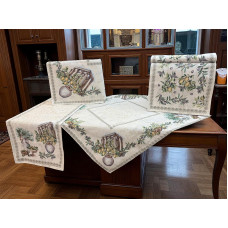 ΣΕΤ 5ΤΜΧ ΚΑΡΕ ΣΤΟΦΑ ΔΑΜΑΣΚΟ ΙΣΠΑΝΙΑΣ ELIA ΤΡΑΠ/ΛΟ 140Χ140 ,ΚΑΡΕ 100Χ100 +ΤΡΑΒΕΡΣΑ 45Χ140  + LINEAHOME LH2025893