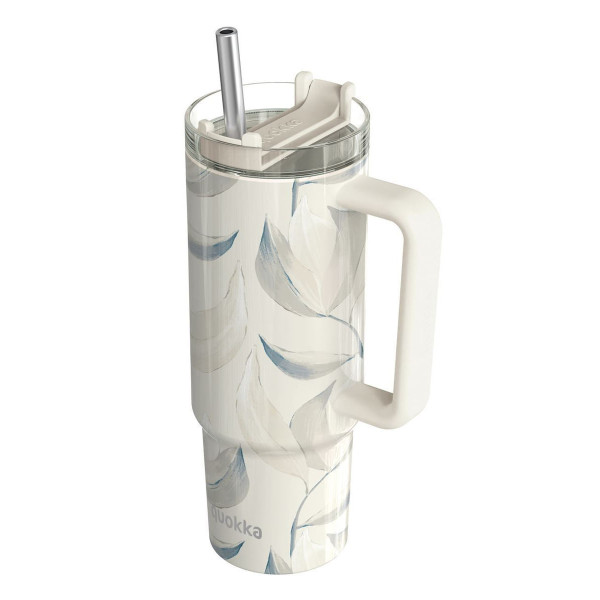 Quokka Ποτήρι Θερμός Ανοξείδωτο BPA Free 950ml με Καλαμάκι και Λαβή Stream Cotton