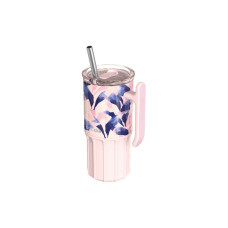 Quokka Handled Tumbler Θερμός Ανοξείδωτο BPA Free 720ml Blue Feather με Καλαμάκι και Λαβή