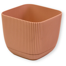 Γλαστρακι ροζ τετράγωνο CORAL 19x19x17 4L με πιάτο