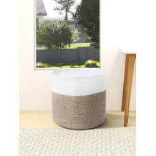 Καλάθι διακοσμητικό αποθήκευσης μπεζ, καφέ- εκρού 40x35cm με χερούλια