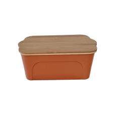 Κουτί αποθήκευσης πλαστικό πορτοκαλί 44x29x14 με καπάκι μπαμπού 