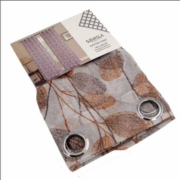 Κουρτίνα 140Χ260 γάζα Doris με κρίκους μπεζ εμπριμέ Κουρτίνα 140Χ260 γάζα Doris με κρίκους μπεζ εμπριμέ