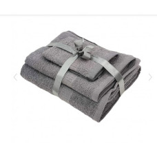 Πετσέτες 3 τμχ σετ μονόχρωμες Toulip E-3927 γκρι