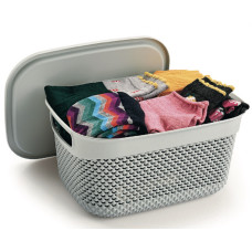 Καλαθάκι πλαστικό με καπάκι γενικής χρήσης M-1163 29x21,5x15cm γκρι σχ. μπίλια