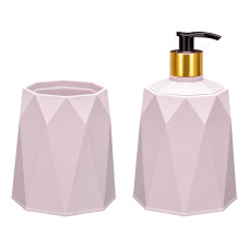 Σετ μπάνιου 2 τεμαχίων πλαστικό σχ. Polygon ροζ Νο577