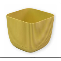 Γλαστρακι κίτρινο τετράγωνο CORAL 19x19x17 4L με πιάτο