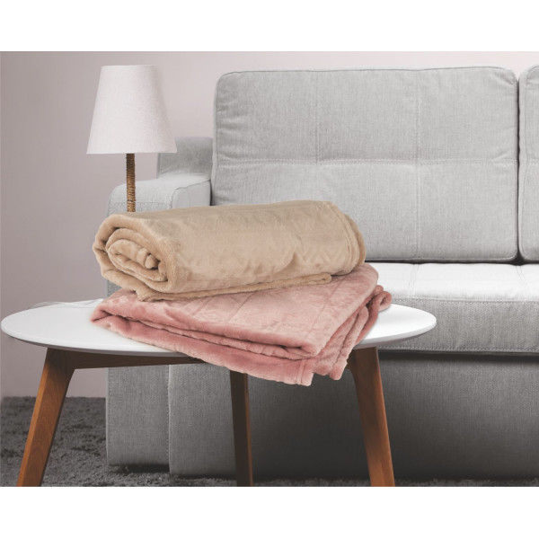 Κουβέρτα- ριχτάρι 150Χ220 flannel πλεξούδα μπεζ Flamingo 