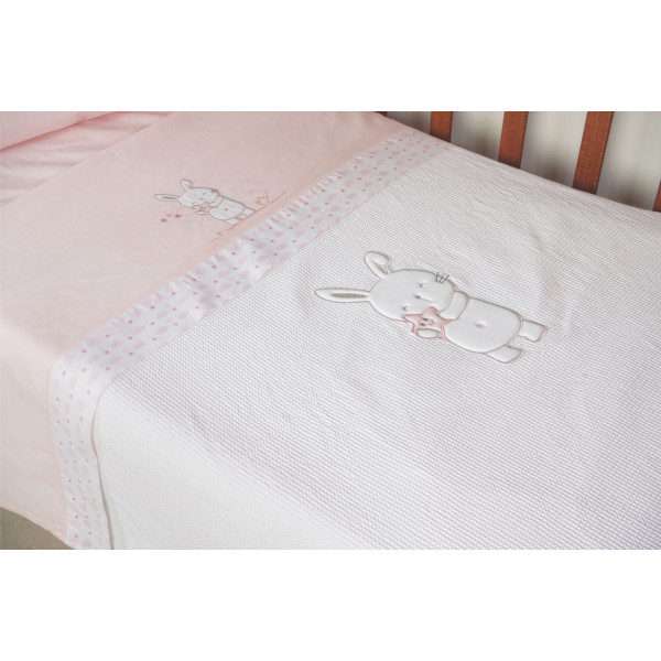 Πικέ κουβέρτα βρεφική 120Χ150 βαμβακερή ροζ Fancy